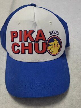 Youth  Pokemon Pikachu Snap Back Hat Cap Blue White